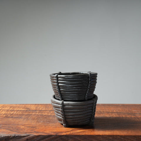 Mitunobu Ito Dark Basket Bonsai Pot - Bonsaify