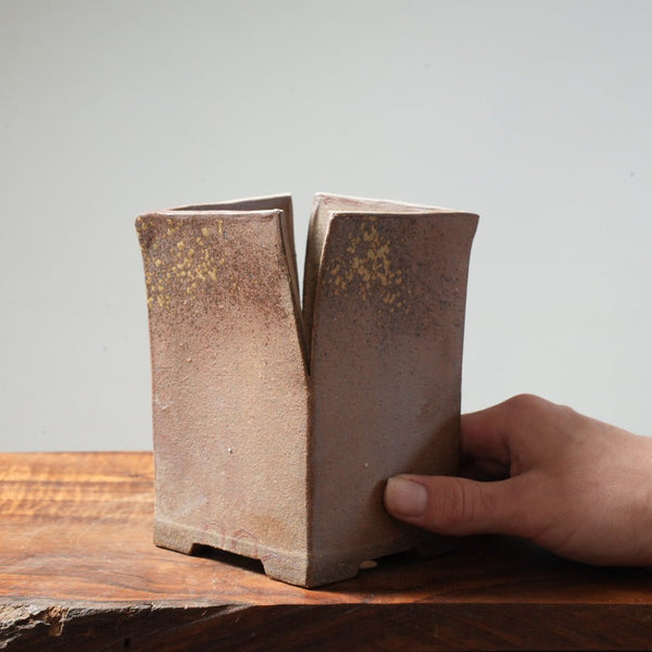 Arakawa Tall Glazed Irregular Square #05 - Bonsaify