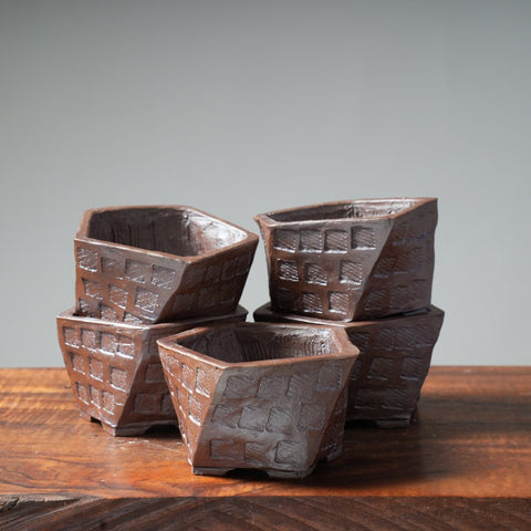 Mitunobu Ito Small Twisting Deep Bonsai Pot - Bonsaify