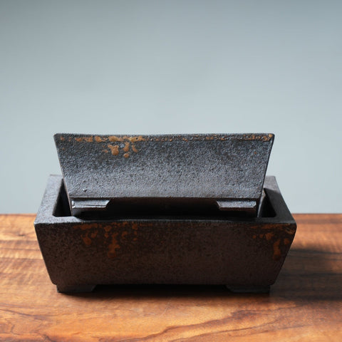 Arakawa Ash-Splashed Shohin Deep Rectangles - Bonsaify