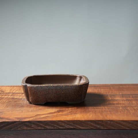 Arakawa Brown Ash-Splashed Cut-Cornered Rectangle - Bonsaify