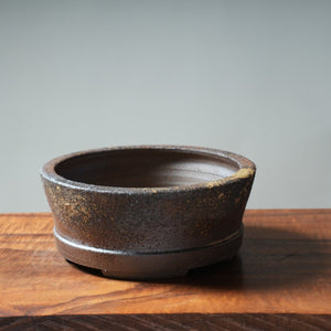 Arakawa Dark Sand Ash-Splashed Round - Bonsaify