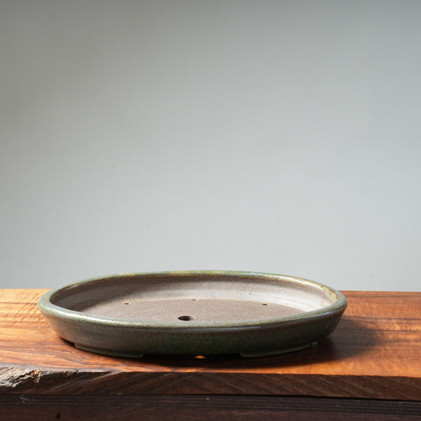 Arakawa "Oribe Meadow" Shallow Oval Bonsai Pot - Bonsaify