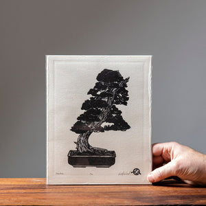 Artwork - Kelli MacConnell Hand-Carved Juniper Bonsai Block Print - Bonsaify