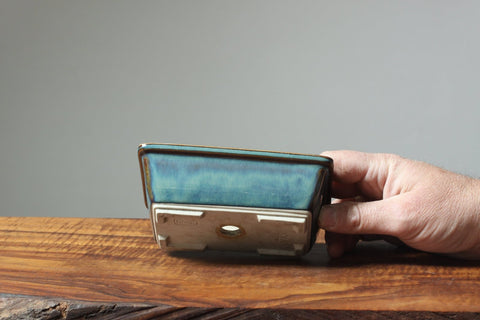 Banko-yaki Vintage Green-Blue Bonsai Pot - Bonsaify