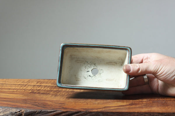 Banko-yaki Vintage Green-Blue Bonsai Pot - Bonsaify