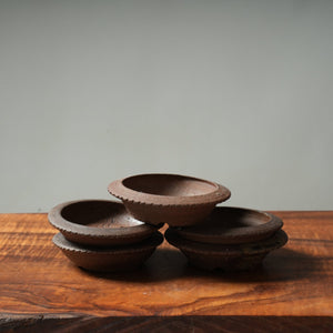 Mitunobu Ito Ash-Tinged Small Hat-Rim Shallow Round Bonsai Pot - Bonsaify