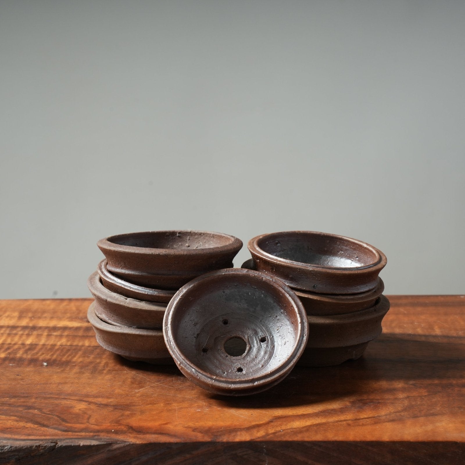 Mitunobu Ito Banded Small Round Shallow Bonsai Pot - Bonsaify
