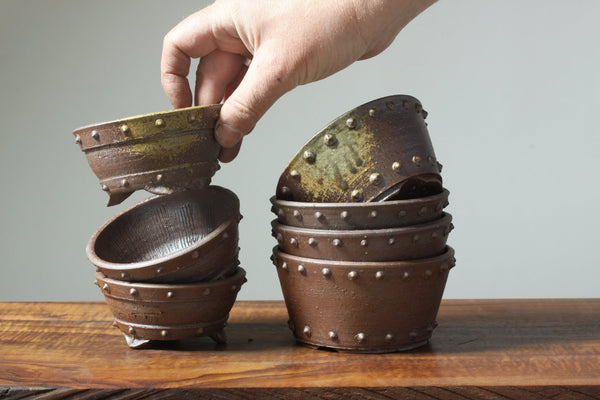 Mitunobu Ito "Riveted" Deep Round Bonsai Pot - Bonsaify