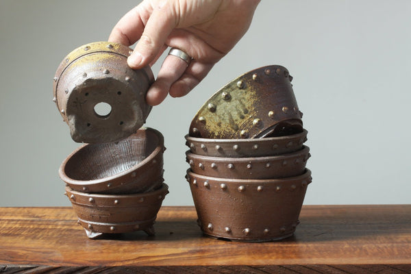 Mitunobu Ito "Riveted" Deep Round Bonsai Pot - Bonsaify