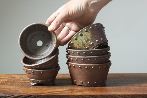 Mitunobu Ito "Riveted" Deep Round Bonsai Pot - Bonsaify