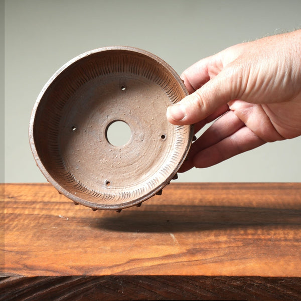 Mitunobu Ito "Riveted" Shallow Medium Round Bonsai Pots - Bonsaify